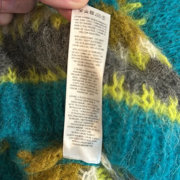 Maliparmi Italy Mohair Alpaca Neon Stripe Sweater XL